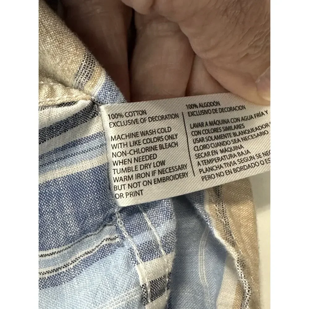 U.S. Polo Assn. Shirt Mens 2XL Blue Button Striped Short Sleeve Collard Spring - Picture 9 of 10